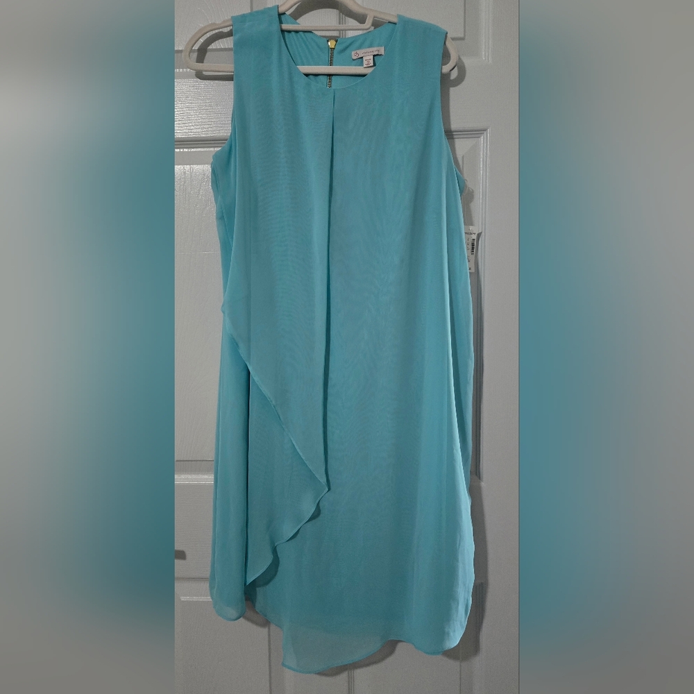 NWT Dressbarn Aqua Sleeveless Drape Dress